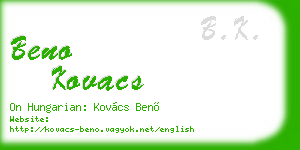 beno kovacs business card