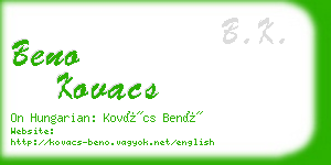 beno kovacs business card